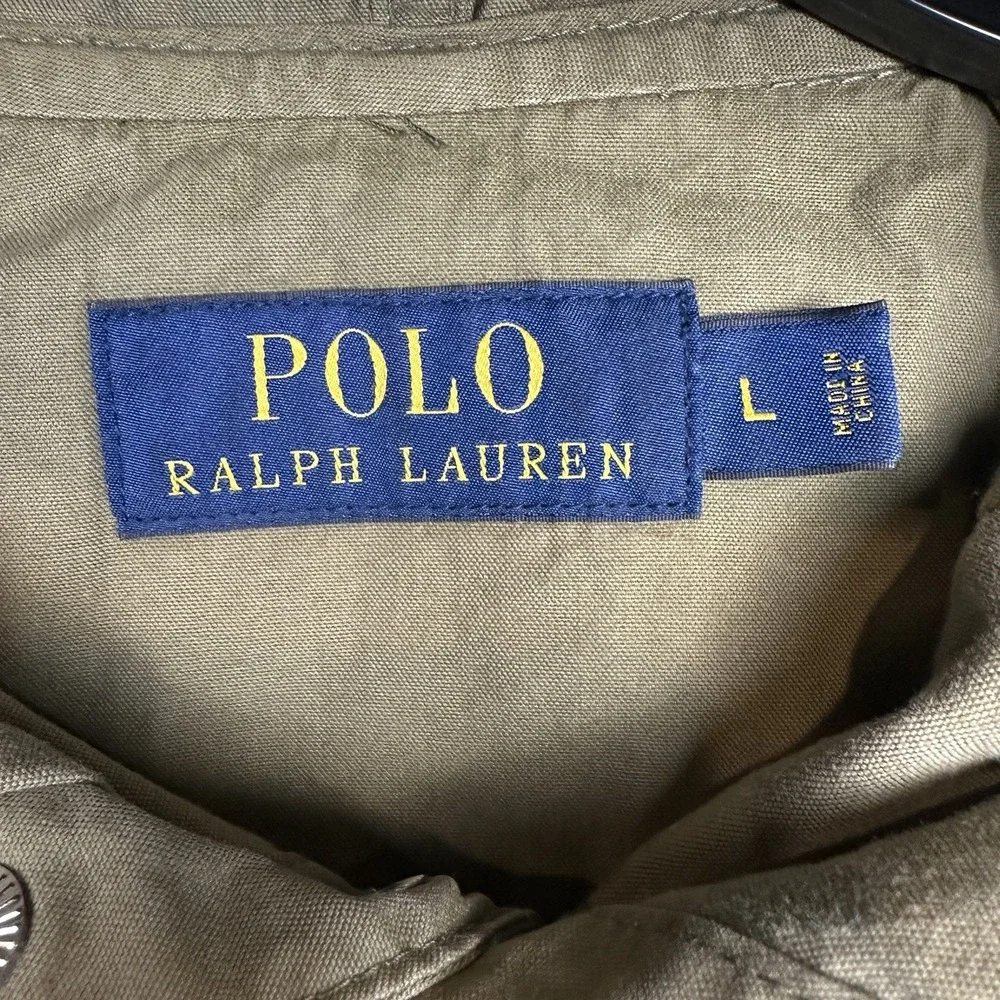 Polo Ralph Lauren Utility Jacket Mens Large Army Green Hooded Full Zip Pony Logo